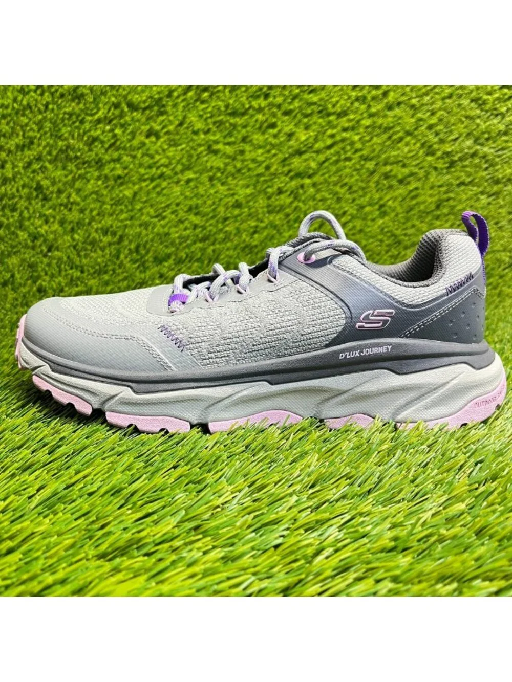 Skechers D'Lux Journey Marigold Womens Size 7.5 Gray Pink Running Shoes Sneakers